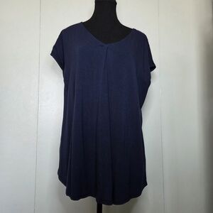 Reitmans Navy Capped Sleeve Tee Relaxed Fit